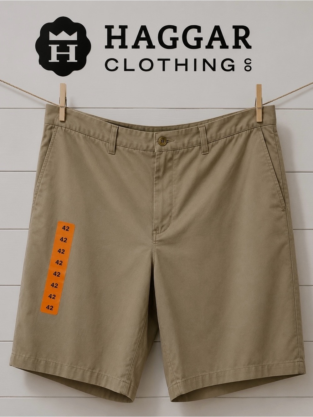 HAGGAR Khaki Shorts Size 42 Men’s Classic Beige (Set of 2)